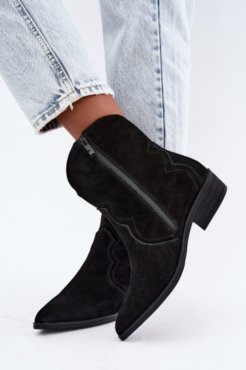 Botas de vaquero de ante negras con tacón bajo Delsa 2