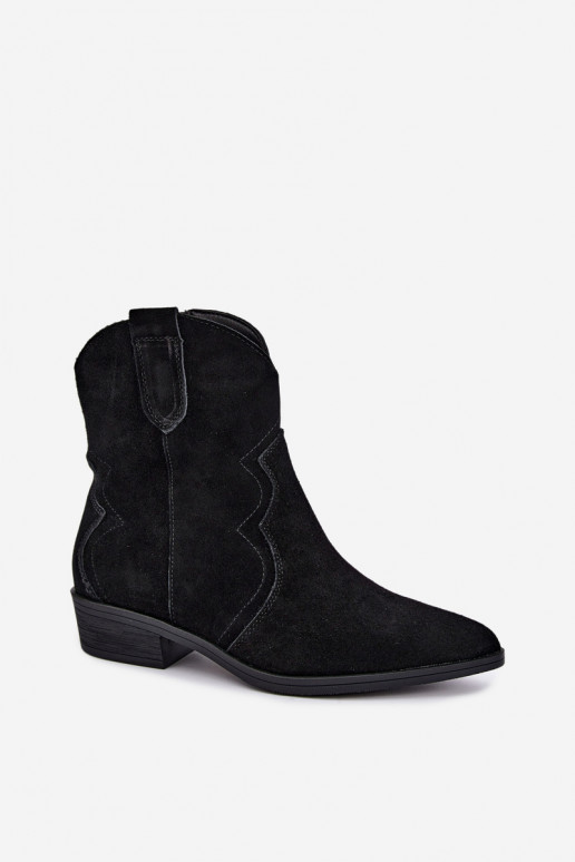 Botas de vaquero de ante negras con tacón bajo Delsa