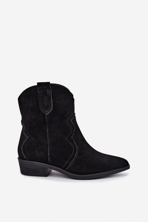 Botas de vaquero de ante negras con tacón bajo Delsa