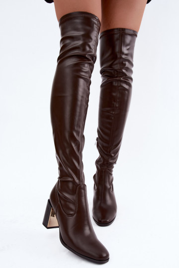 Botas altas de chocolate con tacón Primelle 2