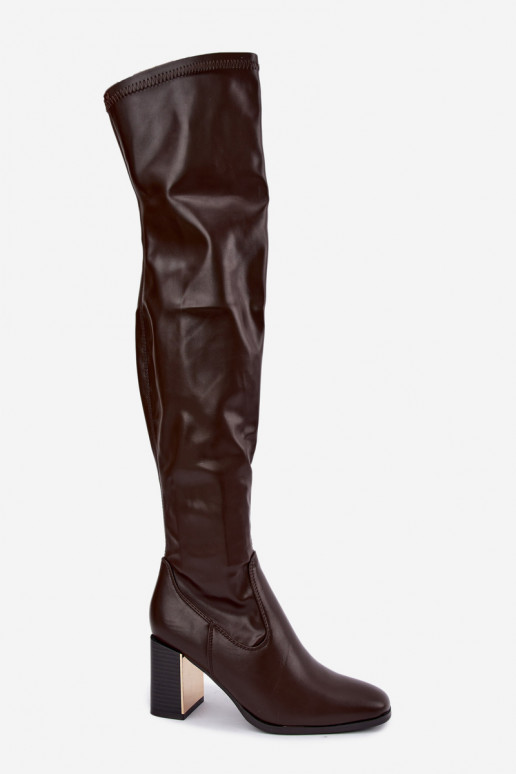 Botas altas de chocolate con tacón Primelle