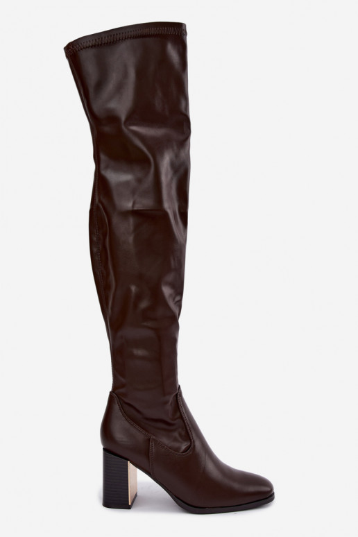 Botas altas de chocolate con tacón Primelle