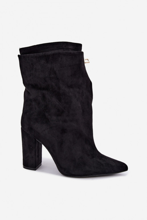 Botines negros cálidos de slip-on con tacón Fiametta