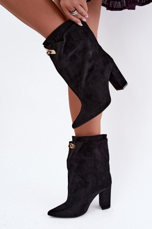 Botines negros cálidos de slip-on con tacón Fiametta