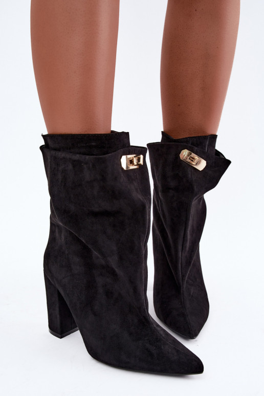 Botines negros cálidos de slip-on con tacón Fiametta