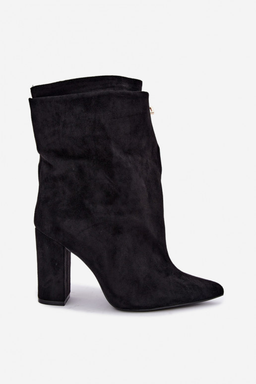 Botines negros cálidos de slip-on con tacón Fiametta
