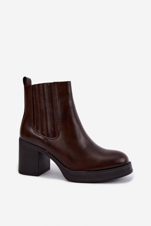 Botines cálidos de chocolate con tacón Gisandra