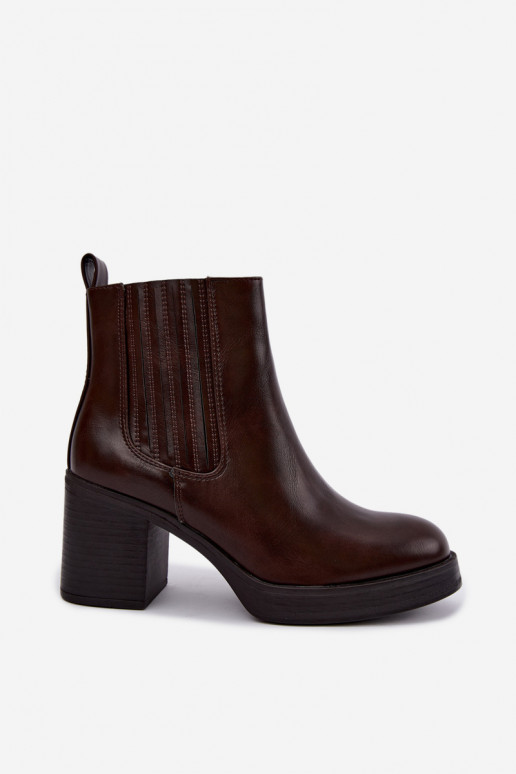 Botines cálidos de chocolate con tacón Gisandra