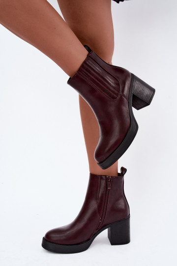 Botines cálidos burdeos con tacón Gisandra