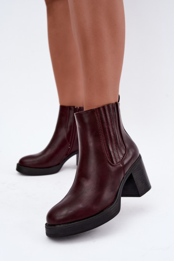 Botines cálidos burdeos con tacón Gisandra 2