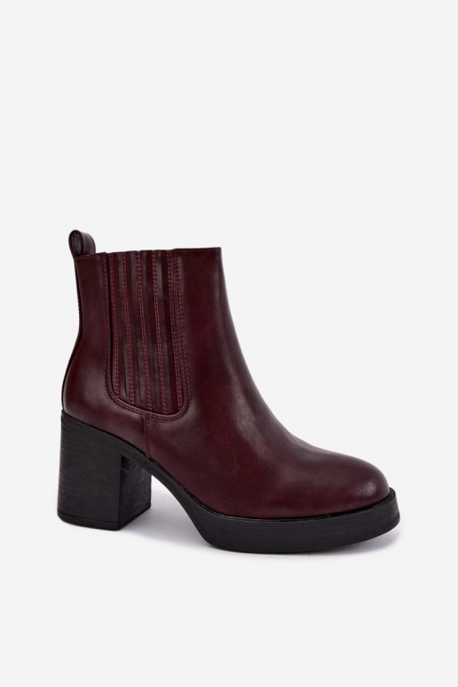 Botines cálidos burdeos con tacón Gisandra