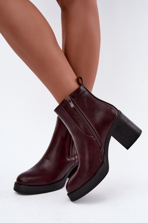 Botines cálidos burdeos con tacón Gisandra