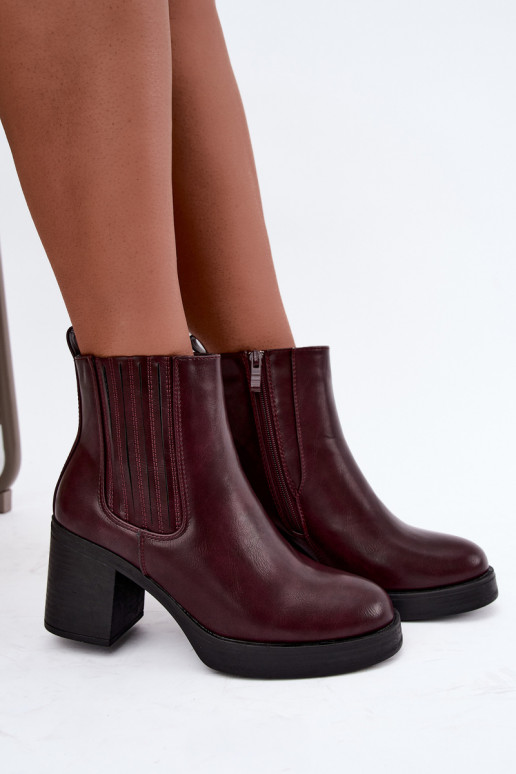 Botines cálidos burdeos con tacón Gisandra