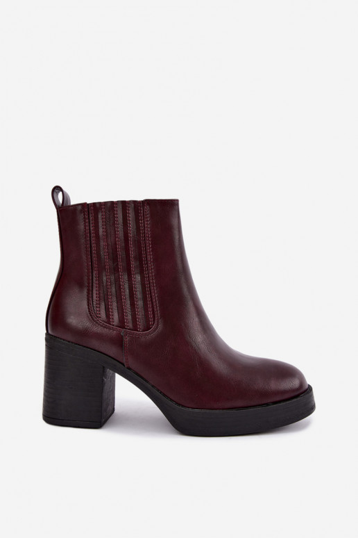 Botines cálidos burdeos con tacón Gisandra
