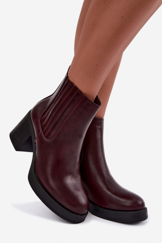 Botines cálidos burdeos con tacón Gisandra