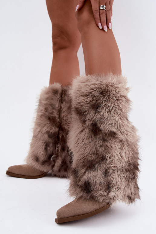 Botas altas de arena cálidas con piel Saphielle