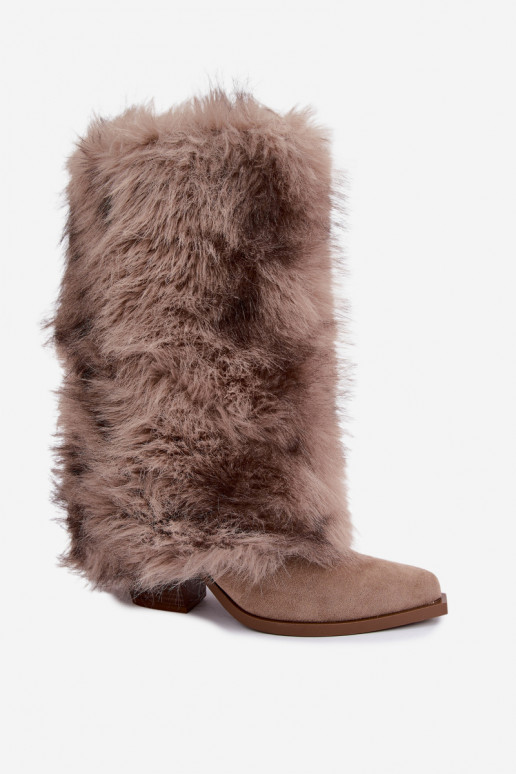 Botas altas de arena cálidas con piel Saphielle