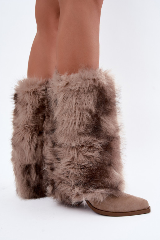 Botas altas de arena cálidas con piel Saphielle