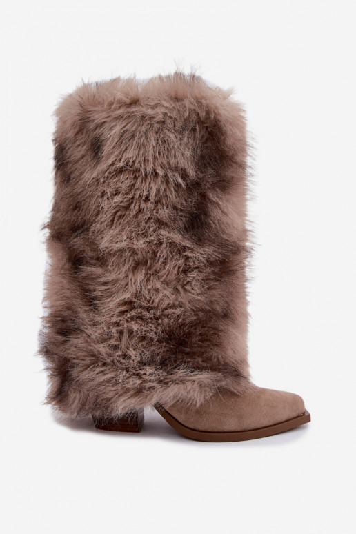 Botas altas de arena cálidas con piel Saphielle