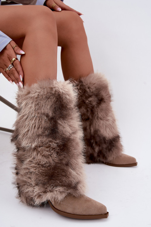 Botas altas de arena cálidas con piel Saphielle