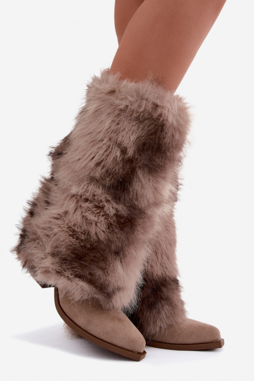 Botas altas de arena cálidas con piel Saphielle
