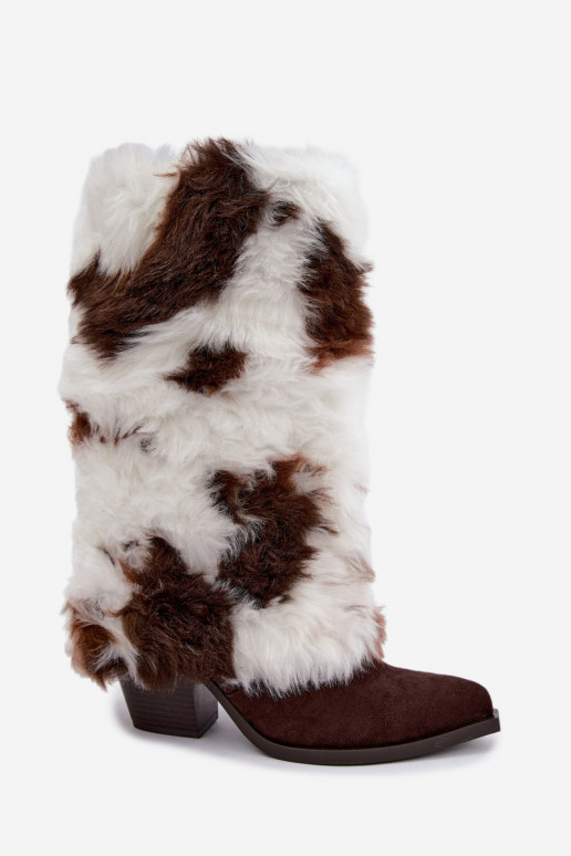Botas altas marrones cálidas con piel Saphielle