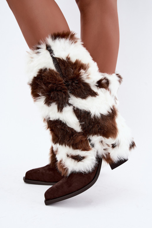 Botas altas marrones cálidas con piel Saphielle