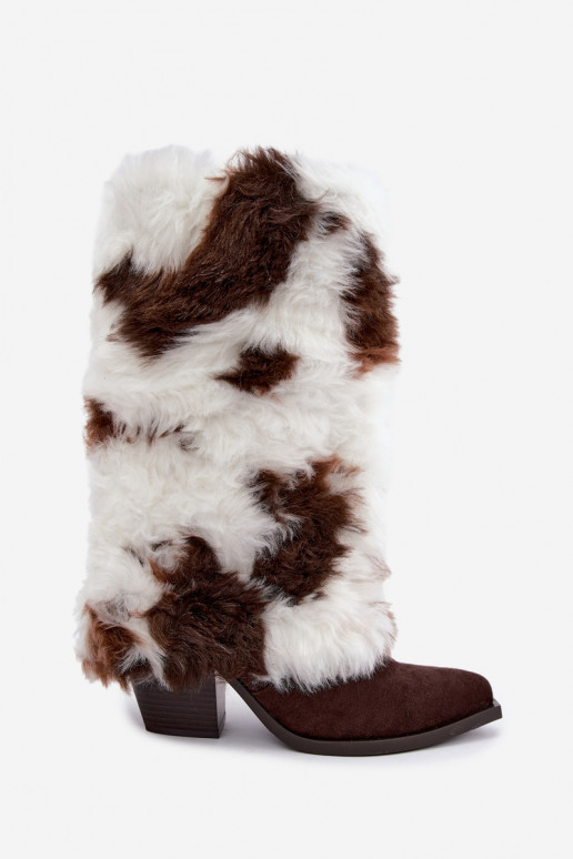 Botas altas marrones cálidas con piel Saphielle