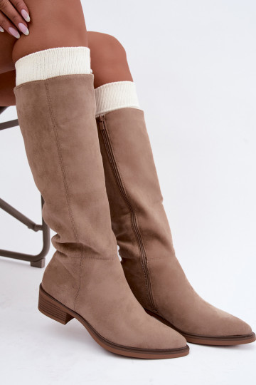 Botas altas de arena cálidas de ante con tacón bajo Philomene