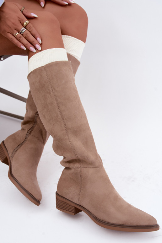 Botas altas de arena cálidas de ante con tacón bajo Philomene