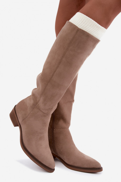 Botas altas de arena cálidas de ante con tacón bajo Philomene