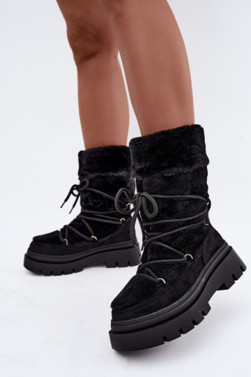Botas de nieve negras con piel y plataforma Illyria 2