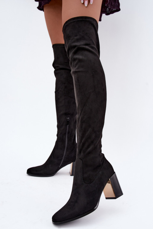 Botas altas de ante negras con tacón Primelle