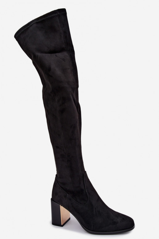 Botas altas de ante negras con tacón Primelle