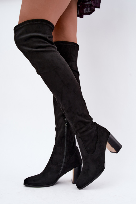 Botas altas de ante negras con tacón Primelle
