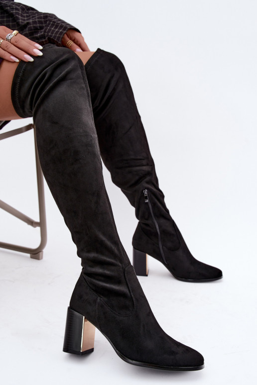 Botas altas de ante negras con tacón Primelle