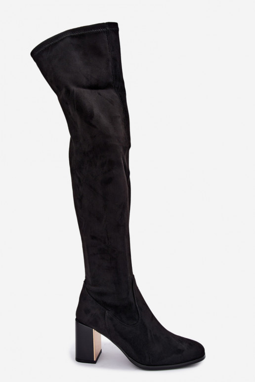 Botas altas de ante negras con tacón Primelle