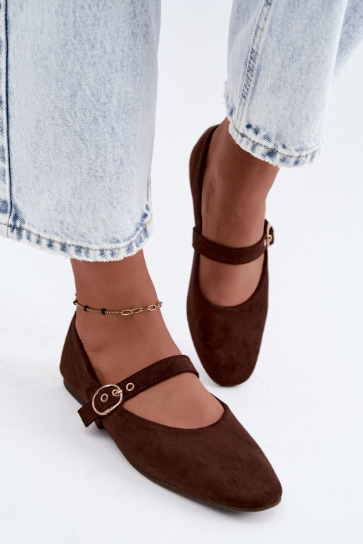 Bailarinas estilo Mary Jane en color chocolate Nolenne