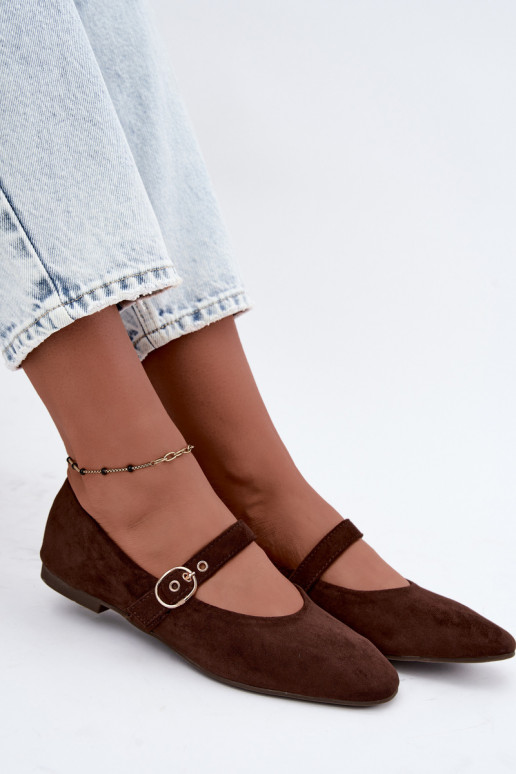 Bailarinas estilo Mary Jane en color chocolate Nolenne