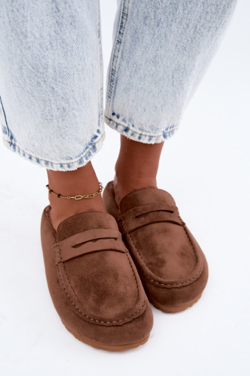 Mocasines para mujer con tacón abierto, forrados en el interior, de color marrón Sabrielle