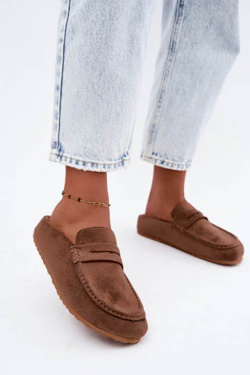 Mocasines para mujer con tacón abierto, forrados en el interior, de color marrón Sabrielle 2