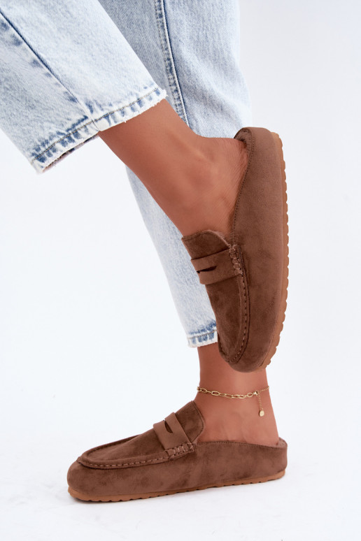 Mocasines para mujer con tacón abierto, forrados en el interior, de color marrón Sabrielle