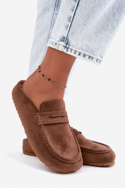 Mocasines para mujer con tacón abierto, forrados en el interior, de color marrón Sabrielle
