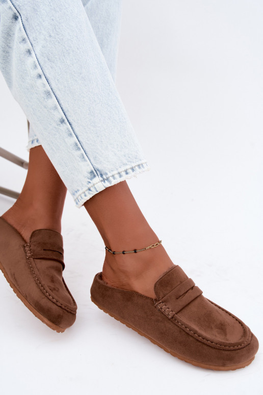 Mocasines para mujer con tacón abierto, forrados en el interior, de color marrón Sabrielle