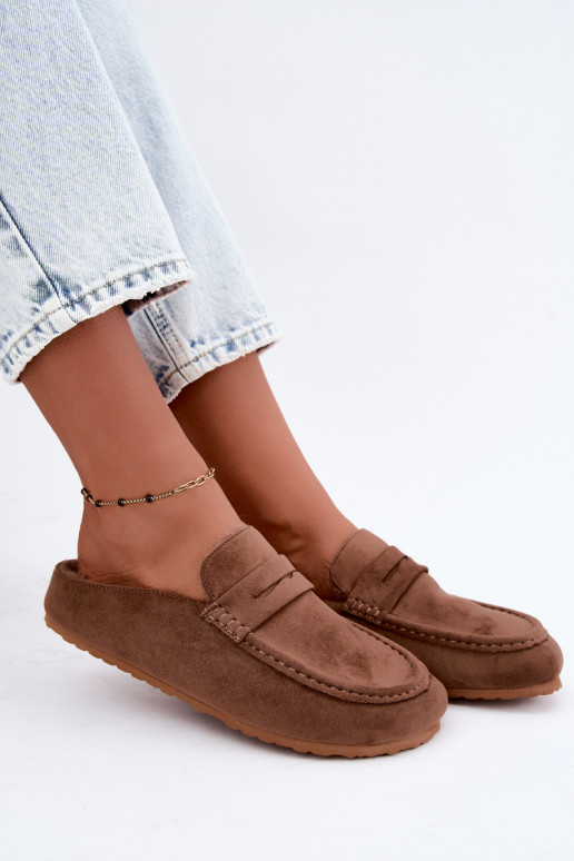 Mocasines para mujer con tacón abierto, forrados en el interior, de color marrón Sabrielle