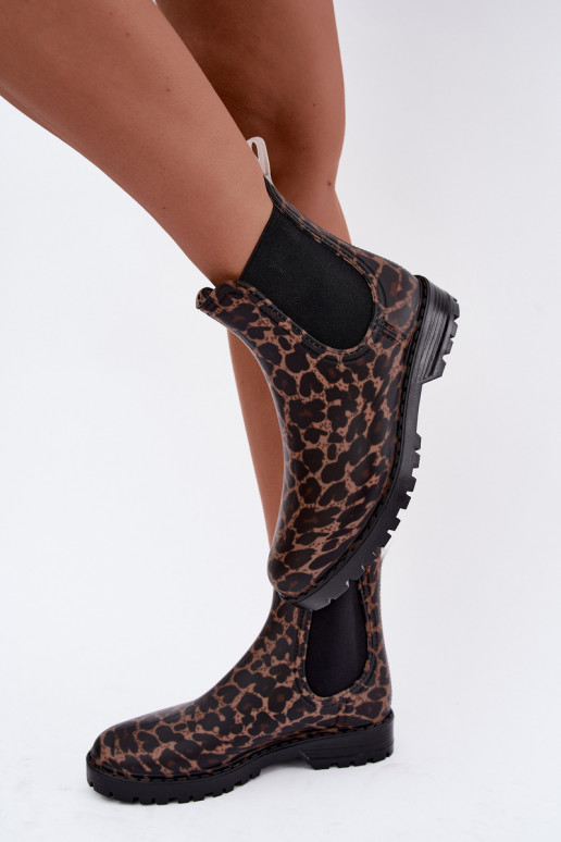 Botas de goma para mujer con inserciones elásticas y estampado de leopardo Ciariel