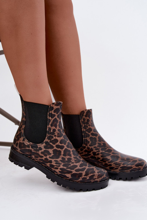 Botas de goma para mujer con inserciones elásticas y estampado de leopardo Ciariel