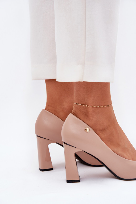Zapatos de tacón de estilo elegante Vinceza 62221 color arena