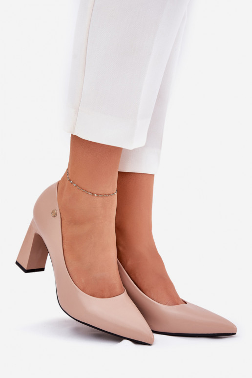 Zapatos de tacón de estilo elegante Vinceza 62221 color arena
