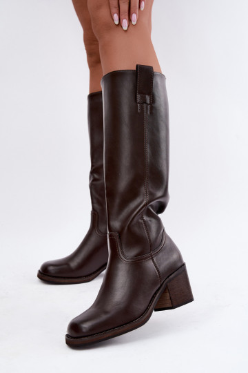 botas altas forradas con tacón en color marrón Perrisa 2